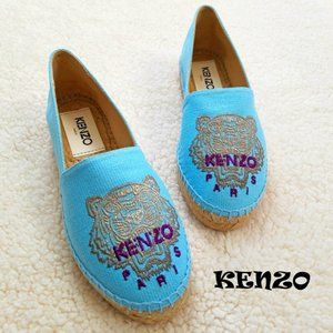 NWT Kenzo Tiger-Embroidered Cotton-Canvas Espadrilles
